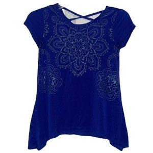 🌟Special Offer🌟 short sleeved navy top with grey boho pattern. Size 8